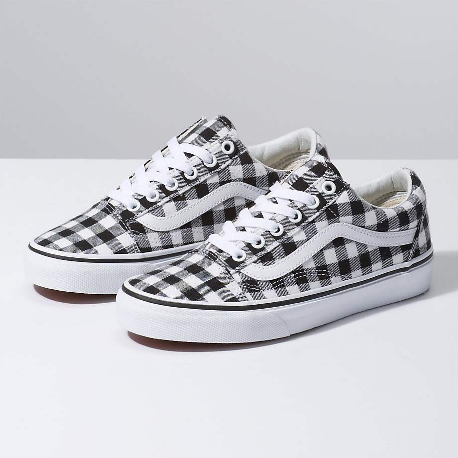 Vans Bayan Spor Ayakkabı Gingham Old Skool Siyah/Beyaz | 22263-370